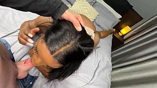 big booty ebony gagged on white cock for facial then begged for backshots