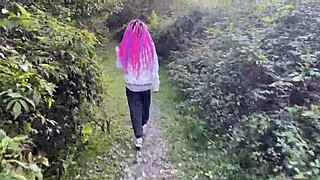 Rough Outdoor Forest Sex with Spanking and Squirting for Skinny Teen Girl