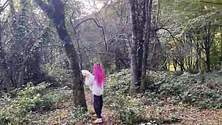 Rough Outdoor Forest Sex with Spanking and Squirting for Skinny Teen Girl