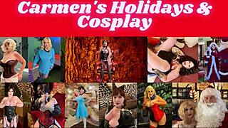 Redheaded Granny Carmen Moaning as Winter Cock Sucker in Christmas Blowjob