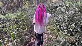 Rough Outdoor Forest Sex with Spanking and Squirting for Skinny Teen Girl
