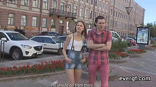 skint boyfriend allows sexy friend to fuck his ex-girlfriend for cash