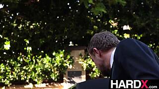 blonde beauty gives blowjob and handjob to boyfriend in lingerie