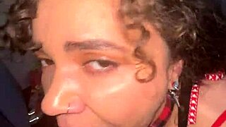 curly-haired nympho gets facial from flaxk after deepthroat blowjob and handjob