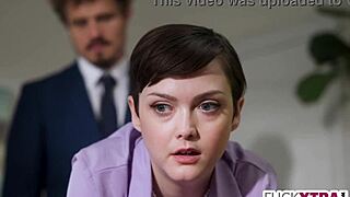 Small secretary meets new boss for a quick office chat