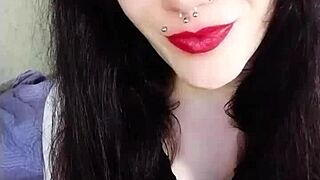 backstage reveals hot brunette with cute dirty european fetish lipstick long hair piercing tongue in homemade behind the scenes