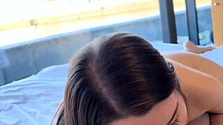 intense pov fucking with brunette in horny positions on bed