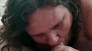 Intense bbw milf delivers sloppy blowjob with cum in mouth