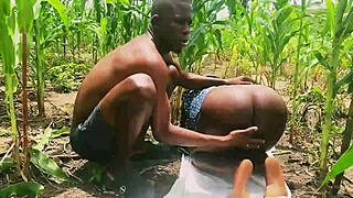 Farm doggystyle with big black cock in curvy country setting