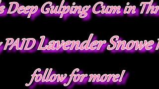 high heeled bimbo goddess struts in fishnets, giving sloppy deepthroat blowjob with creampie cumshot in goth cosplay