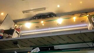 Look at my long legs and big pussy lips upskirt while I'm at work, you naughty boy