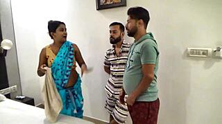 These Indian friends lured their cute maid into a wild threesome, turning it into hardcore group fucking with moans everywhere