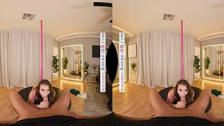 Mandy Waters starts by deepthroating her boyfriend's son in a cheating striptease. Then she rides him cowgirl style with heels on.