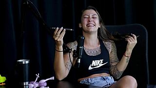 Wow, this safada strips sensually showing tits after chatting about transsexual fantasies and losing virginity!