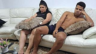 Conversation with my latina stepmom turns steamy and she gives me a deepthroat blowjob amateur style