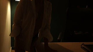 Yaira strips off clothes during sexy house tour, revealing big natural tits and redhead curves for amateur fucking.