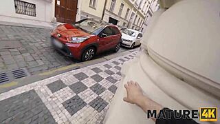 Blonde mature wife in stockings cheats at Czech hotel