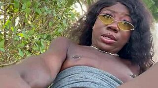 Lola Black XXX Plays With Pussy And Toys Outside Using Feet And Toes In Dorm College Setting As Skinny Ebony Babe