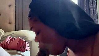 black guy craves intense sloppy blowjob with cum in mouth facial and ball licking from curvy ebony in wet orgasm