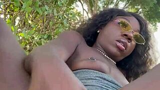 Lola Black XXX Plays With Pussy And Toys Outside Using Feet And Toes In Dorm College Setting As Skinny Ebony Babe