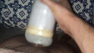 Arab Moroccan Amateur Wanks Big Monster Cock at Home While Watching Pussy