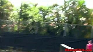 Hazing babes eating pussy on a tennis court