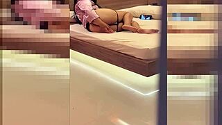 caught stepmom with big ass rubbing tight pussy and shaking huge butt in her room until orgasm