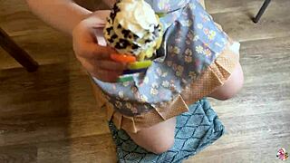 Brunette Babe With Big Tits And Ass Gets Rough Doggystyle Fuck And Cumcake In Kitchen Homemade