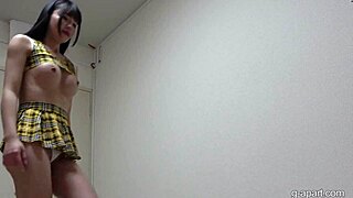 sara tsukihi takes off her miniskirt and gets completely naked with big tits in solo webcam!