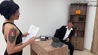 Fucking My Sexy Tattooed Secretary Whore in Quickie Doggystyle with Deepthroat Cumshot