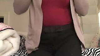 Cute nerdy pawg blonde teen 18+ with pigtails strips to show big ass and chubby body before masturbating to orgasm with vibrating dildo in homemade solo