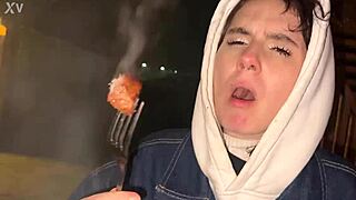 hardcore sauna sex with skinny brunette teasing big cock in shower for wet pussy riding