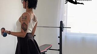 Delicious Exercise Routine with Beautiful Hot Girl Teasing in Workout with Skinny Brunette Masturbation and Toys