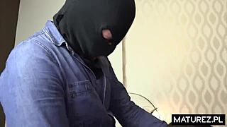 This Polish MILF gets dominated and forced into sex by the bandit in European scene.