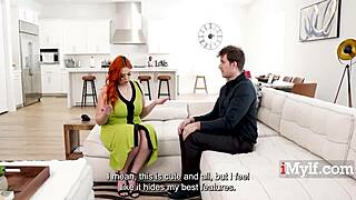 Fat Mature BBW Wife with Big Natural Tits and Red Hair Fucks to Cuck Chubby Husband in Humiliating Scene