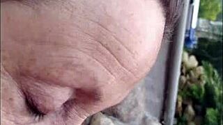 What happens when mature hotwife Candi Annie milks cock at nudist resort pool with cumshot swallow