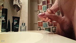 he shoots his cumshot in slow motion right there