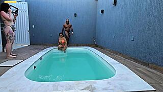 Called For Pool Swim But Ends In Creampie Lingerie Fuck?