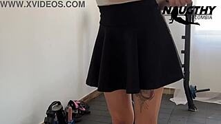 Delicious Exercise Routine with Beautiful Hot Girl Teasing in Workout with Skinny Brunette Masturbation and Toys