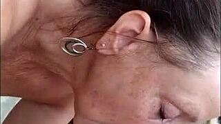 What happens when mature hotwife Candi Annie milks cock at nudist resort pool with cumshot swallow