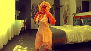 gilf norma jean gets into cosplay for homemade missionary fuck. she ends up with creampie in amateur pov action.