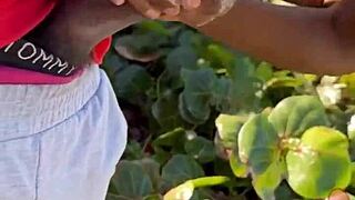 Hey, found this hung black guy on the beach... wanna watch me suck his massive cock and swallow every drop?