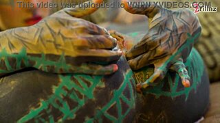 Skinny tall girl with tattoos does anal solo using xl dildo in fishnets highheels stockings