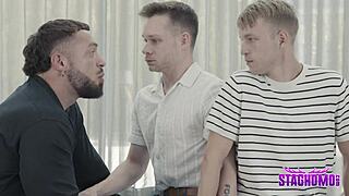 What do you think of these twinks andrew connor and noah white as mafia henchman nik fros dominates with big cock assfucking in 3 some?