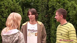 young amateur teens 18+ explore bisex fun in a boy boy girl group setting