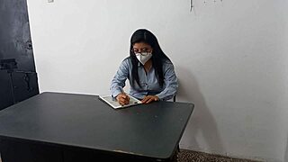 I fucked my stepdad's secretary in the office, discovered she's a prostitute who seduced me at work for sex on desk and standing slowly