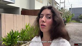 Skinny Brunette Babe Pays Repairman with Outdoor Pussy Quickie