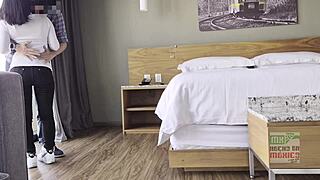 Curvy Mexican wife squirts during first hotel swingers session with couple