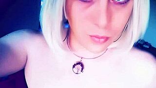 I am tranny babe Veronica Mix in solo dress with crossdressing and blue eyes fetish.