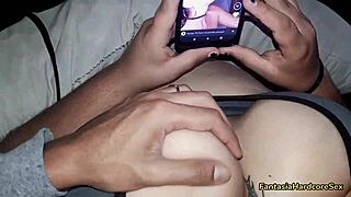 Watching tiktok porn with stepsister leads to using her big tits for cum blowjob in USA